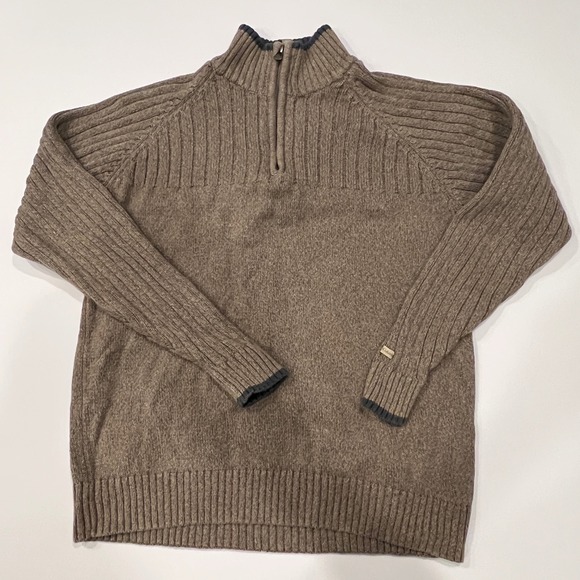Columbia Other - Columbia Mens Brown 1/4 Zip Cotton Sweater Ribbed‎ Mock Neck Outdoor Heritage